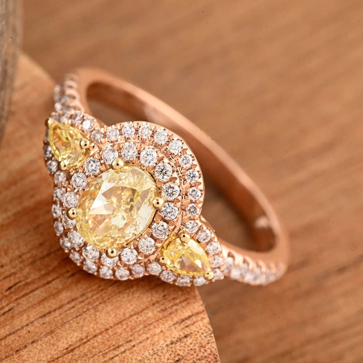 Ankur Treasure Chest Modani 14K Rose and Yellow Gold Natural Yellow and Pink Diamond Ring (Size 6.5) 4.30 Grams 1.50 ctw image number 1