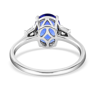 Certified and Appraised Rhapsody 950 Platinum AAAA Tanzanite and E-F VS Diamond Ring (Size 5.0) 4.65 Grams 3.50 ctw
