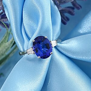 Certified Rhapsody 950 Platinum AAAA Tanzanite and E-F VS Diamond Ring (Size 11.0) 4.65 Grams 3.50 ctw