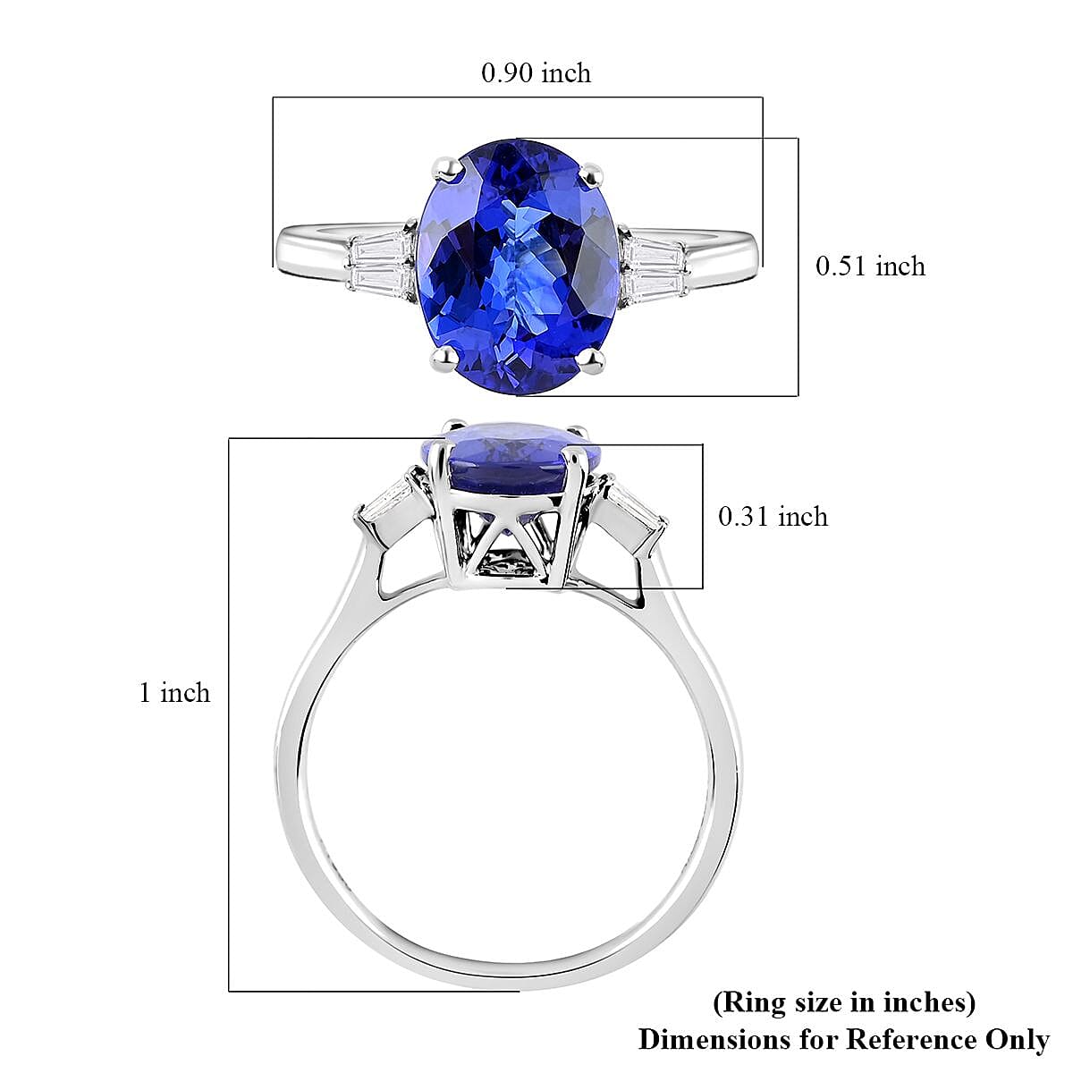 Certified Rhapsody 950 Platinum AAAA Tanzanite and E-F VS Diamond Ring (Size 7.5) 4.65 Grams 3.50 ctw image number 5
