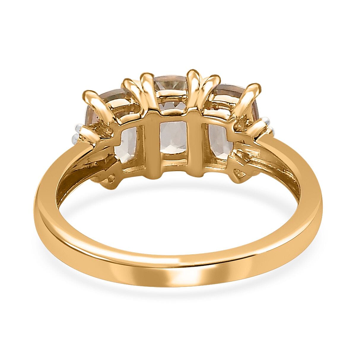 14K Yellow Gold AAA Turkizite and G-H I3 Diamond Trilogy Ring (Size 5.0) 1.80 ctw