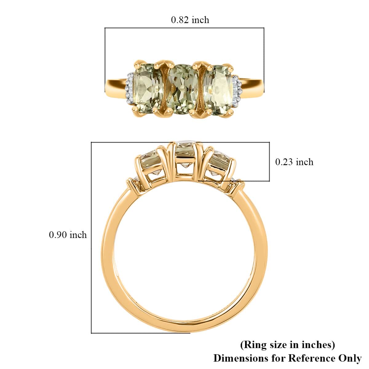 14K Yellow Gold AAA Turkizite and G-H I3 Diamond Trilogy Ring (Size 6.5) 2.65 Grams 1.75 ctw image number 5
