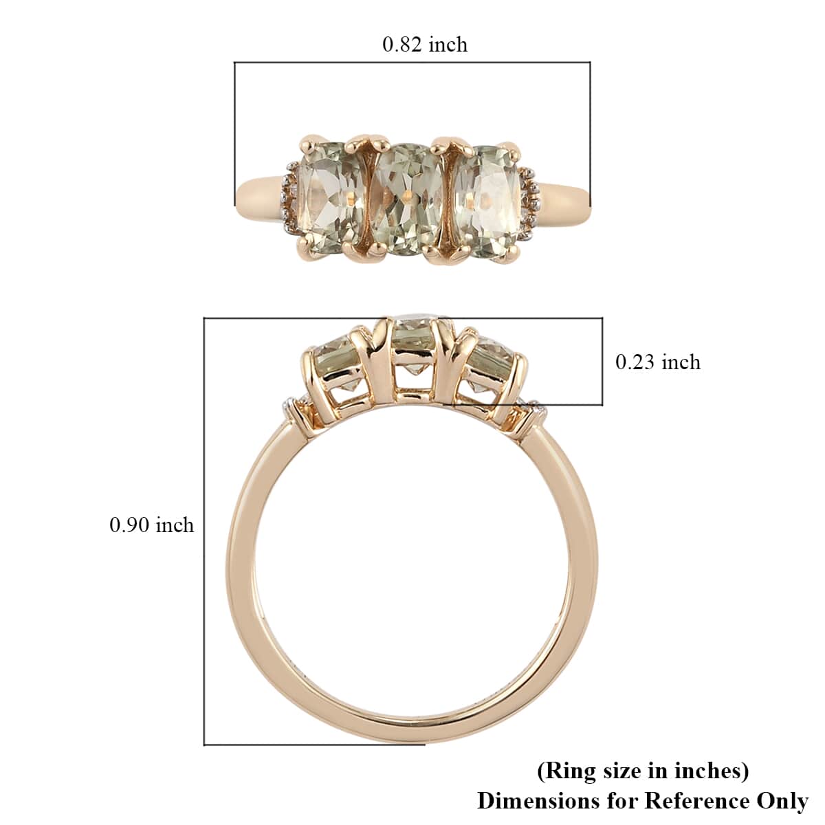 14K Yellow Gold AAA Turkizite and G-H I3 Diamond Trilogy Ring (Size 6.5) 2.65 Grams 1.75 ctw image number 6