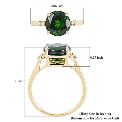 Certified Luxoro 10K Yellow Gold AAA Chrome Diopside and G-H I1-I2 Diamond Solitaire Ring (Size 5.0) 3.10 ctw