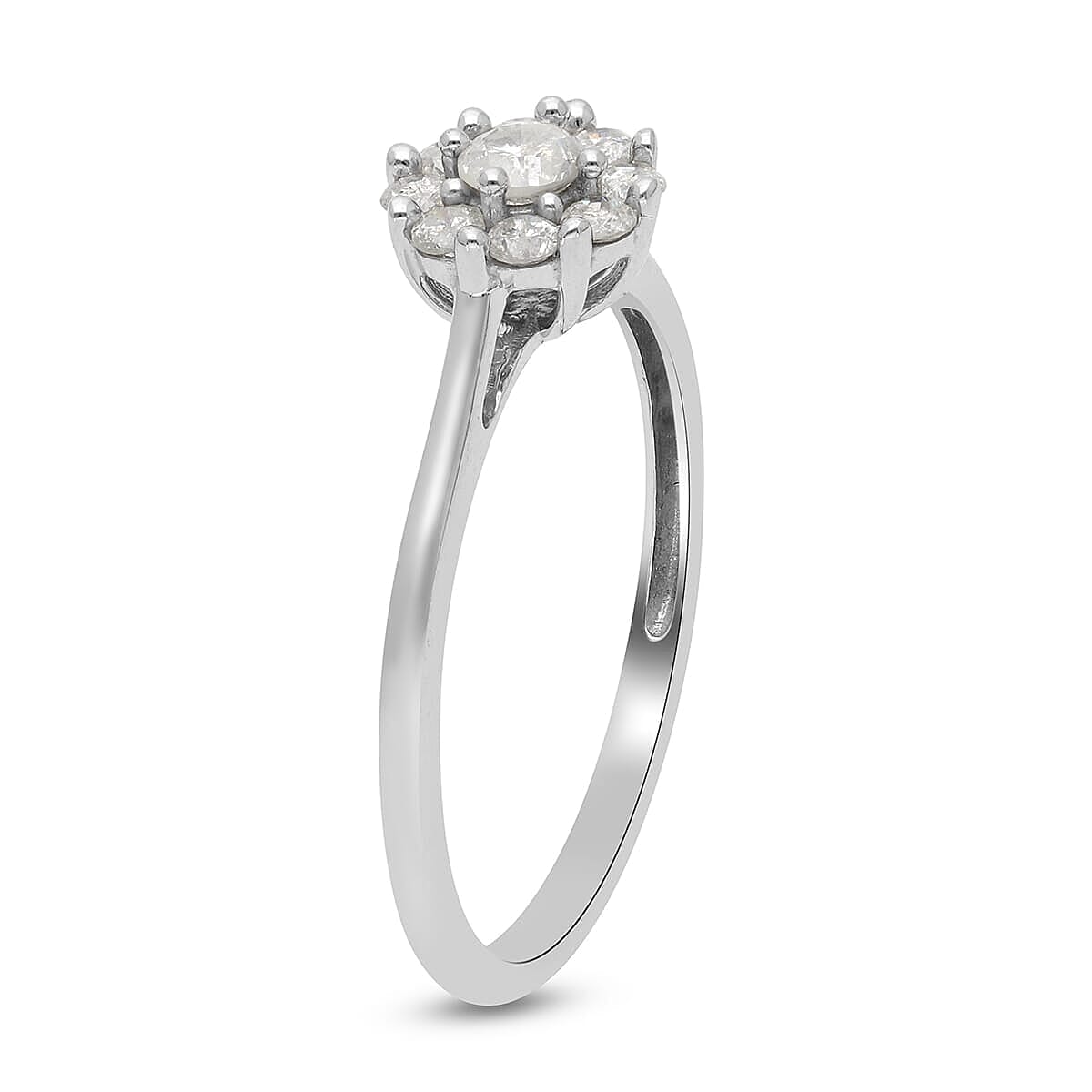 SGL Certified Luxoro 10K White Gold Natural Diamond (G-H, I3) Floral Ring (Size 5.0) 0.50 ctw