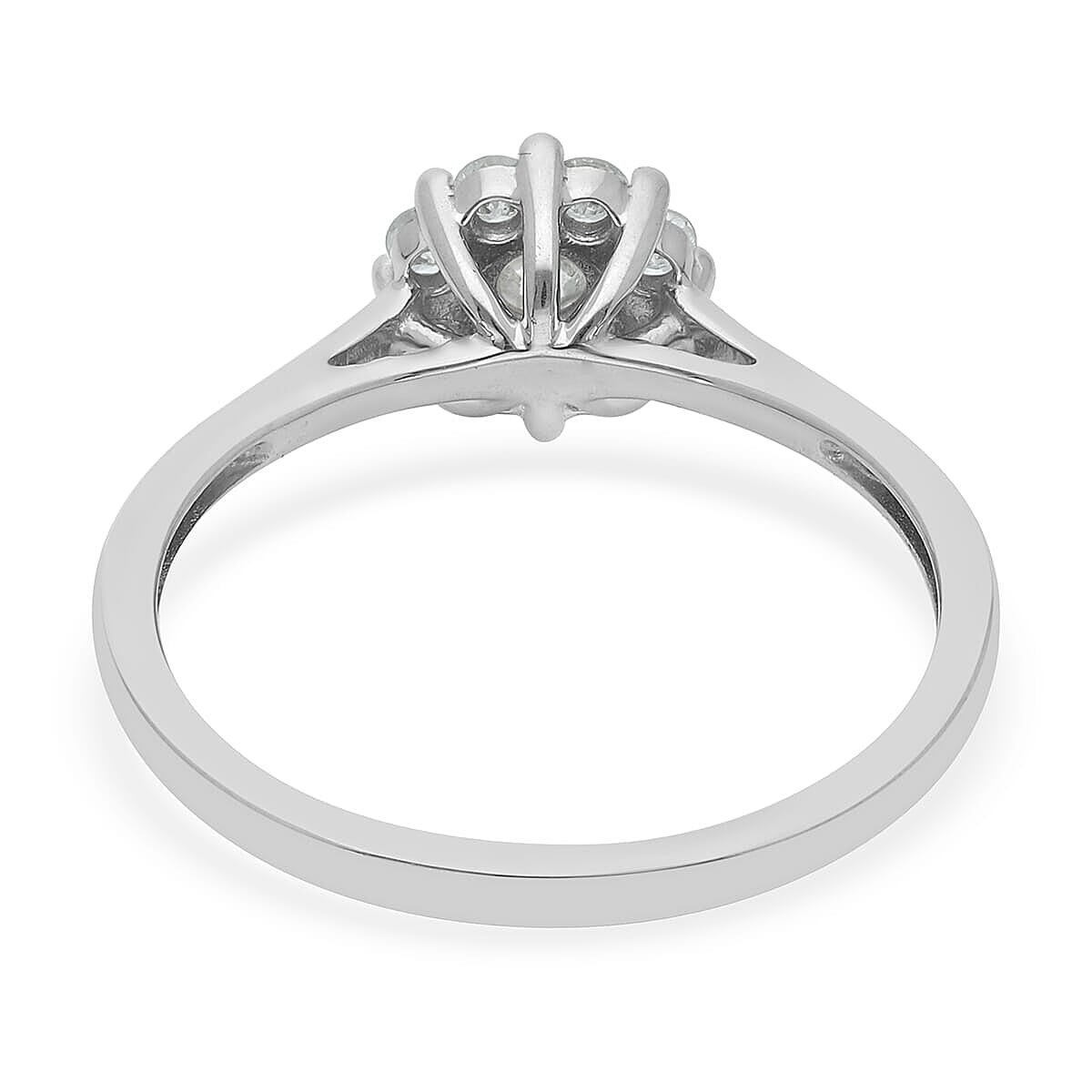 SGL Certified Luxoro 10K White Gold Natural Diamond (G-H, I3) Floral Ring (Size 5.0) 0.50 ctw