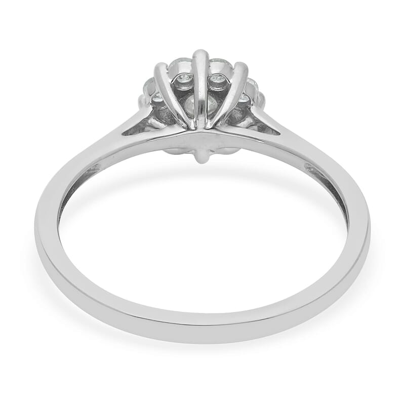 SGL Certified Luxoro 10K White Gold Natural Diamond (G-H, I3) Floral Ring (Size 5.0) 0.50 ctw