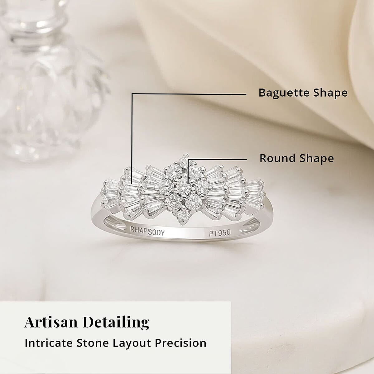 Rhapsody IGI Certified E-F VS Diamond 0.50 ctw Ballerina Ring in 950 Platinum (Size 5.0) 4.75 Grams image number 4