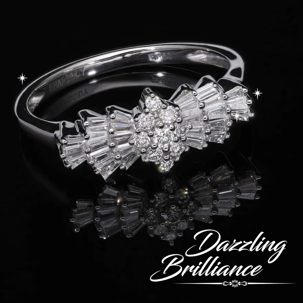 Rhapsody IGI Certified 950 Platinum Diamond (E-F, VS) Ballerina Ring (4.75 g) 0.50 ctw image number 1