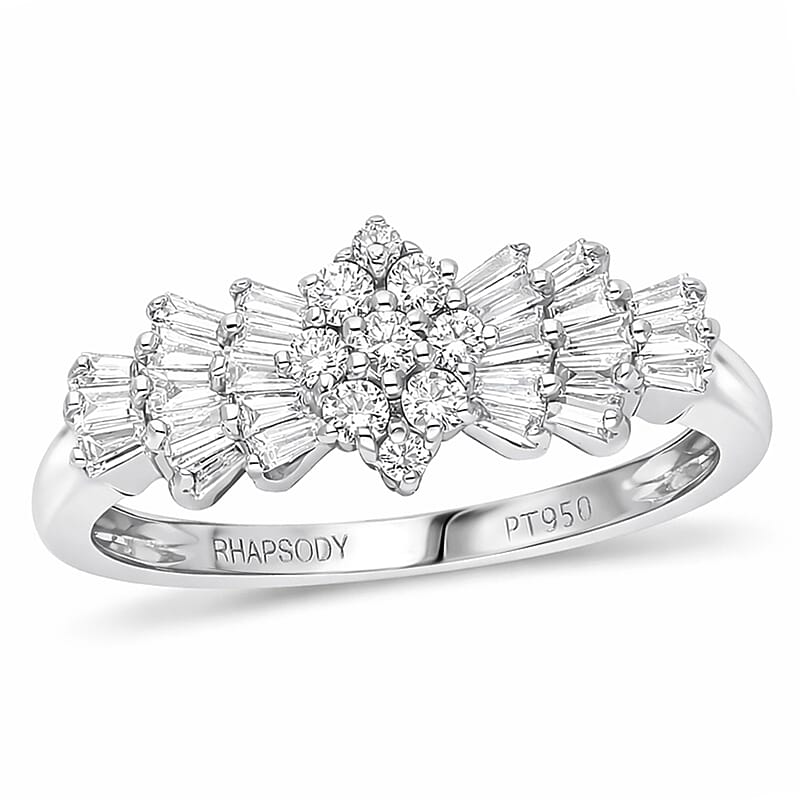 Rhapsody IGI Certified Diamond Ring in 950 Platinum, Ballerina Ring, Wedding Rings, Engagement Rings (Size 11.00)