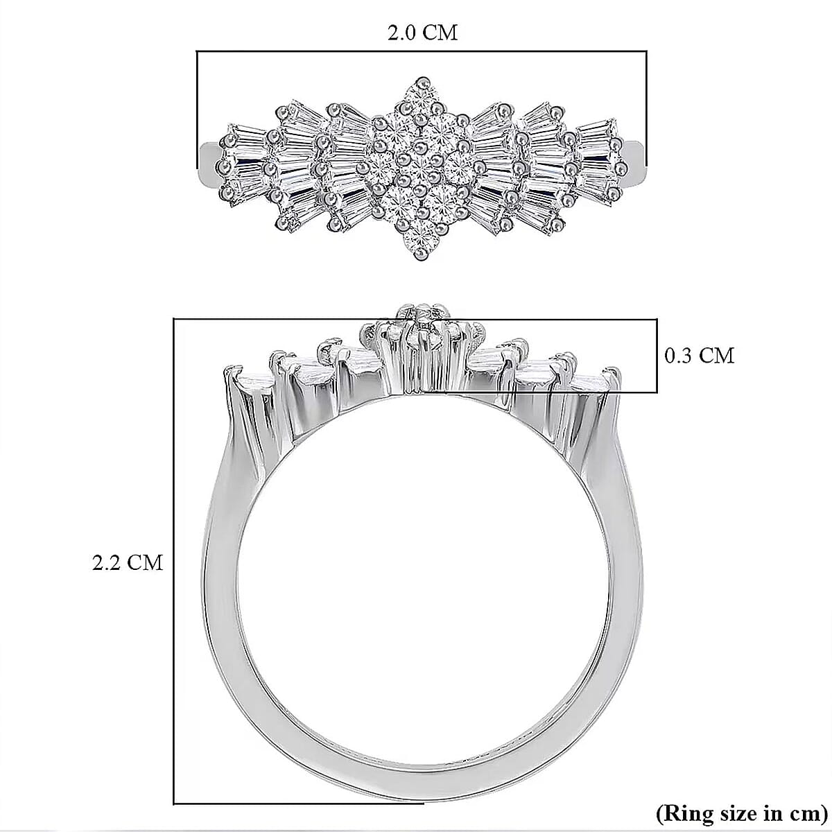 Rhapsody IGI Certified Diamond Ring in 950 Platinum, Ballerina Ring, Wedding Rings, Engagement Rings (Size 11.00) image number 6