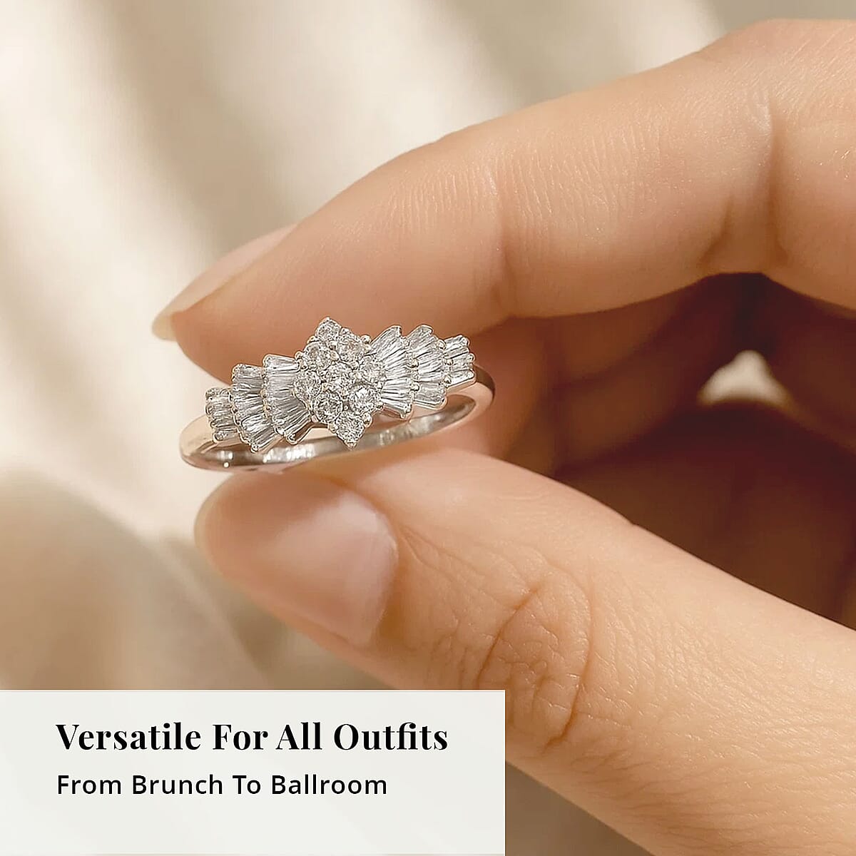 Rhapsody IGI Certified Diamond Ring in 950 Platinum, Ballerina Ring, Wedding Rings, Engagement Rings (Size 5.5) image number 5