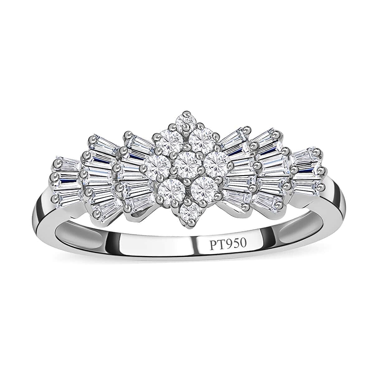 Rhapsody IGI Certified Diamond Ring in 950 Platinum, Ballerina Ring, Wedding Rings, Engagement Rings (Size 6.5) image number 0