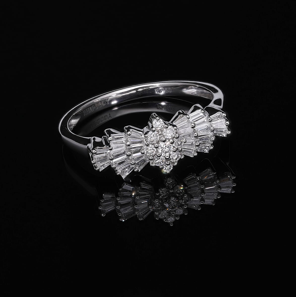 Rhapsody IGI Certified Diamond Ring in 950 Platinum, Ballerina Ring, Wedding Rings, Engagement Rings (Size 6.5) image number 1