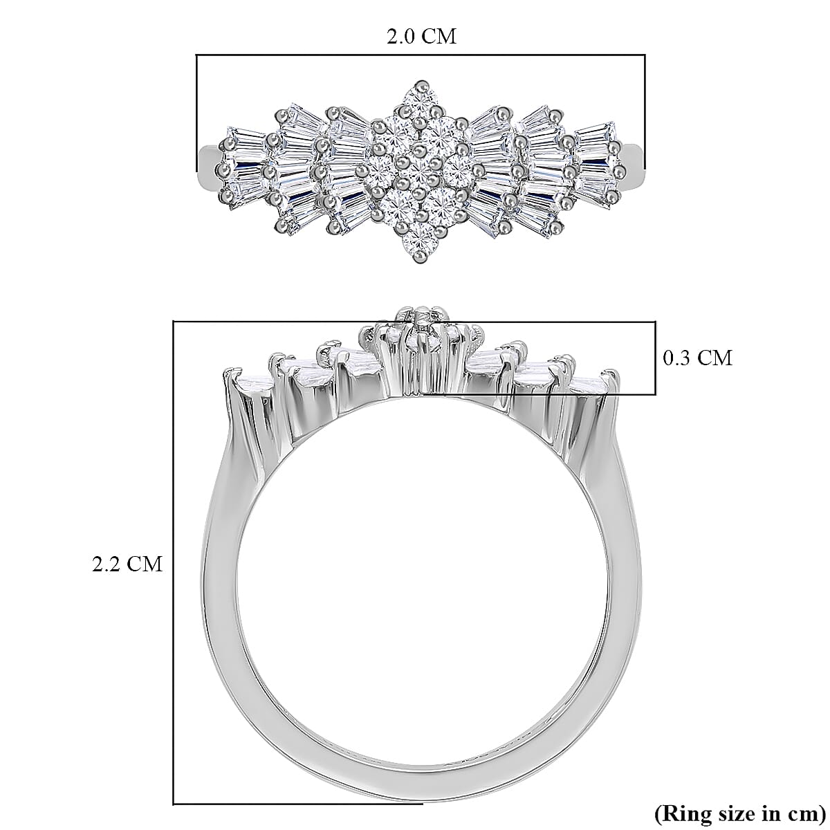 Rhapsody IGI Certified Diamond Ring in 950 Platinum, Ballerina Ring, Wedding Rings, Engagement Rings (Size 6.5) image number 5