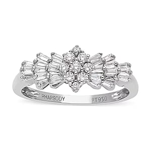 Rhapsody IGI Certified Diamond Ring in 950 Platinum, Ballerina Ring, Wedding Rings, Engagement Rings (Size 7.5)