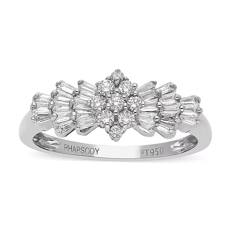 RHAPSODY IGI Certified Diamond E-F VS Ring in 950 Platinum 5 Grams 0.50 ctw