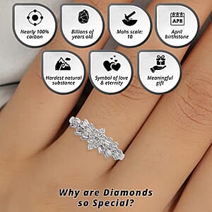 950 Platinum  White Diamond SI - VS Ring ,  Platinum Wt. 4.57 g 0.49 ctw