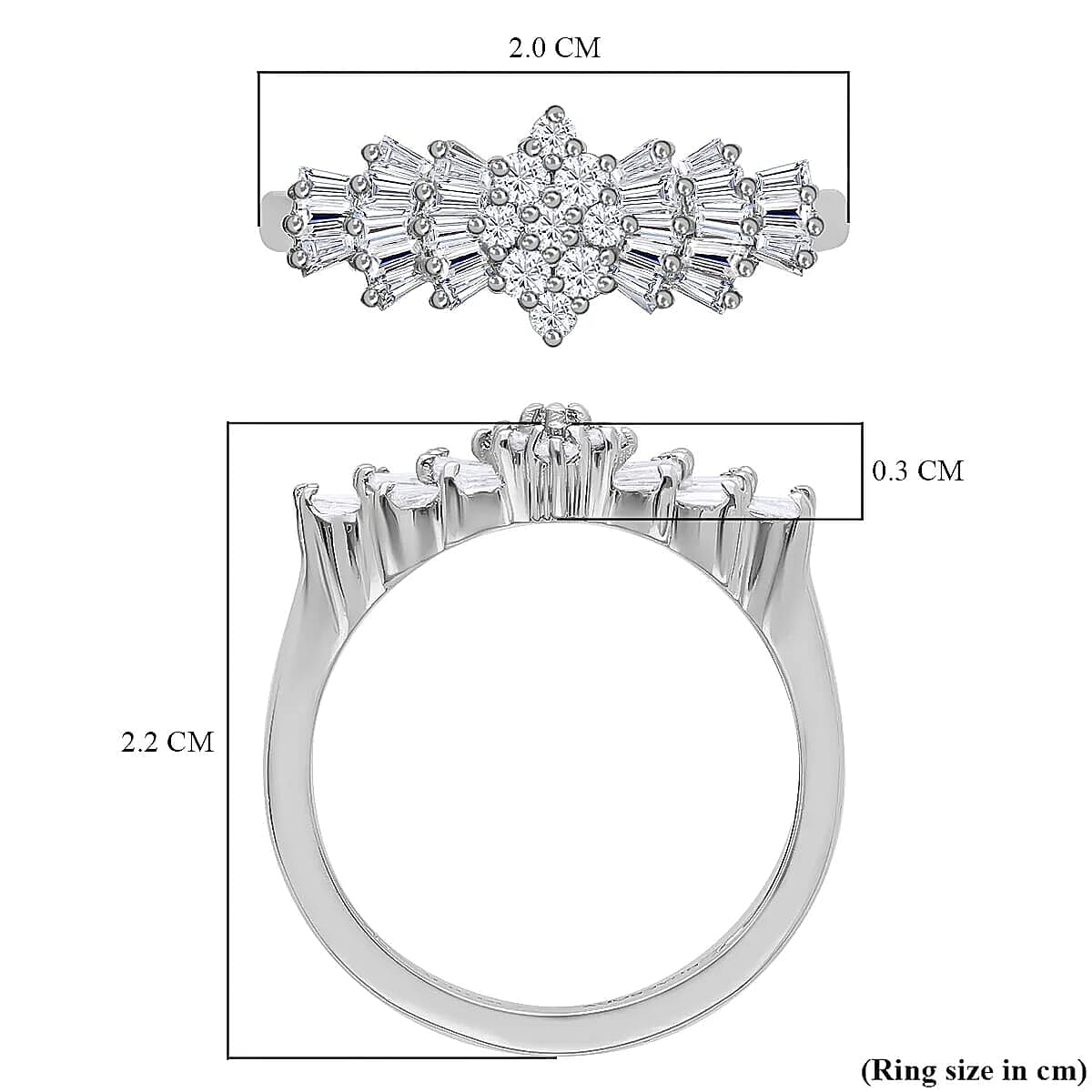 950 Platinum  White Diamond SI - VS Ring ,  Platinum Wt. 4.57 g 0.49 ctw image number 6