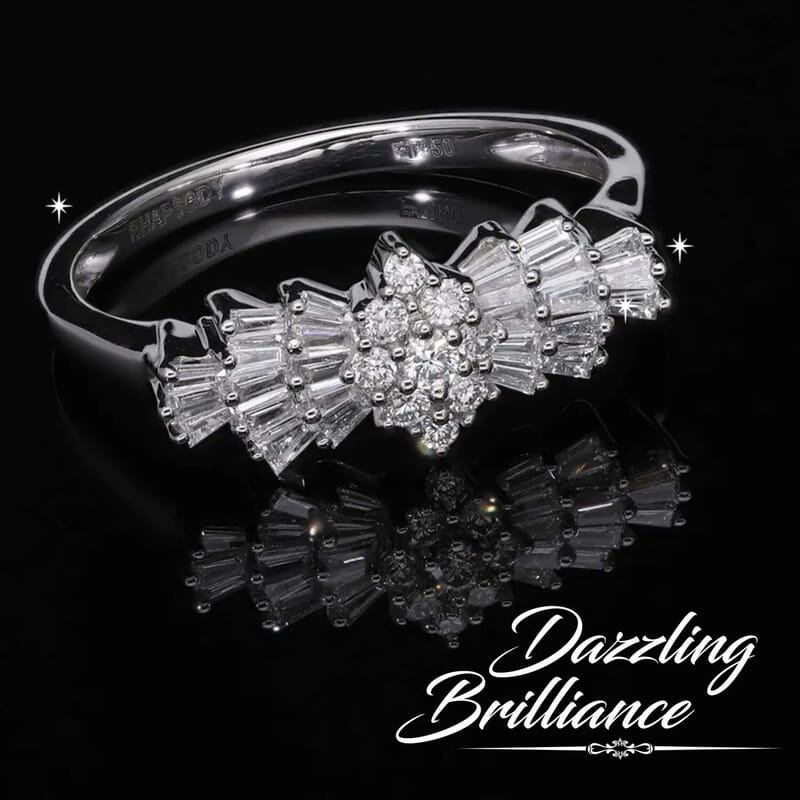 950 Platinum  White Diamond SI - VS Ring ,  Platinum Wt. 4.57 g 0.49 ctw