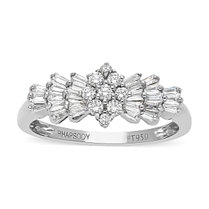 950 Platinum  White Diamond SI - VS Ring ,  Platinum Wt. 4.97 g 0.53 ctw