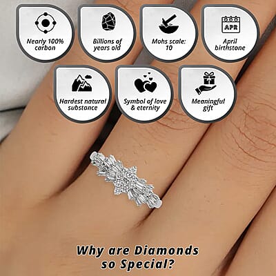950 Platinum  White Diamond SI - VS Ring ,  Platinum Wt. 4.97 g 0.53 ctw