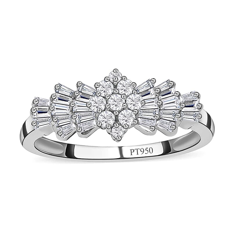 950 Platinum  White Diamond SI - VS Ring ,  Platinum Wt. 4.97 g 0.53 ctw