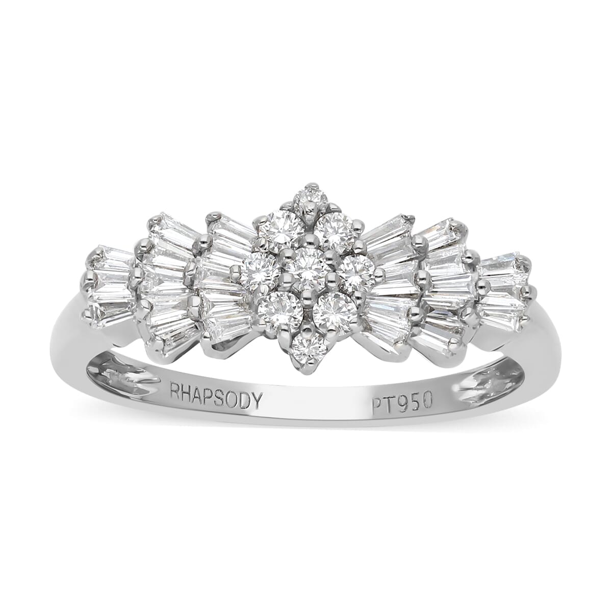 Rhapsody IGI Certified 950 Platinum Diamond (E-F, VS) Ballerina Ring (4.75 g) 0.50 ctw image number 0