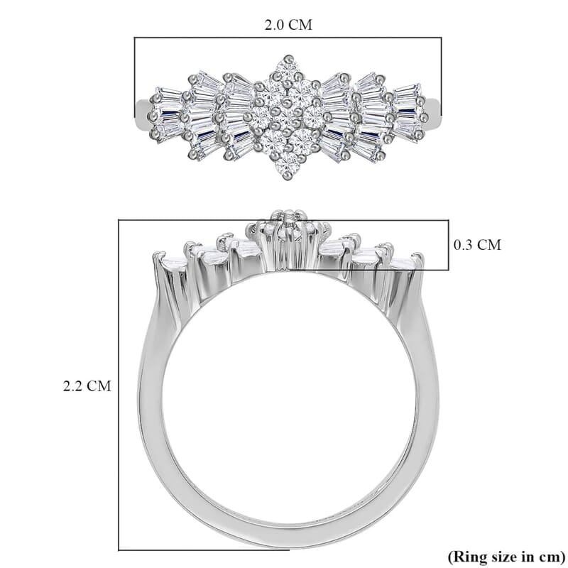 950 Platinum  White Diamond SI - VS Ring ,  Platinum Wt. 4.97 g 0.53 ctw