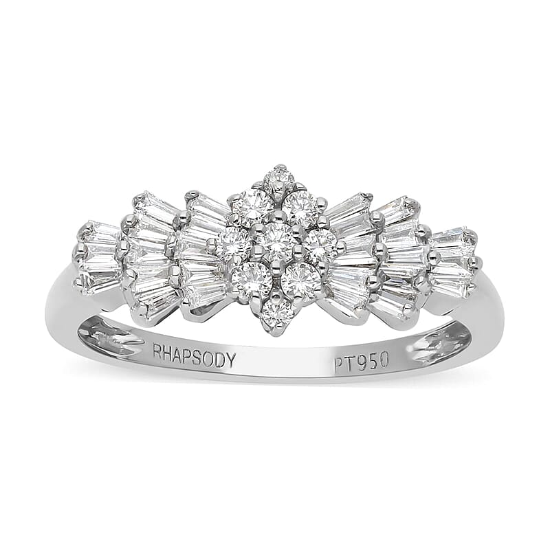 950 Platinum  White Diamond SI - VS Ring ,  Platinum Wt. 4.97 g 0.53 ctw