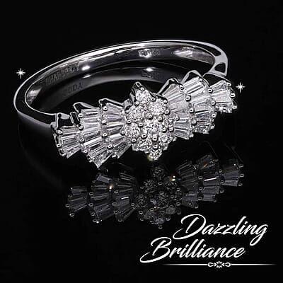 950 Platinum  White Diamond SI - VS Ring ,  Platinum Wt. 4.97 g 0.53 ctw
