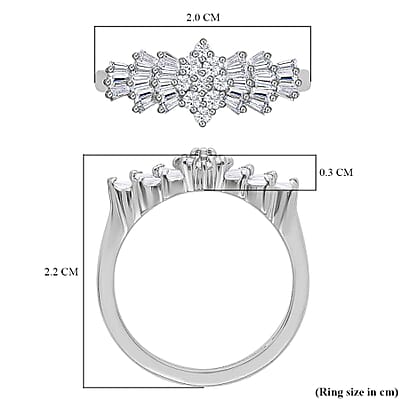 950 Platinum  White Diamond SI - VS Ring ,  Platinum Wt. 4.97 g 0.53 ctw