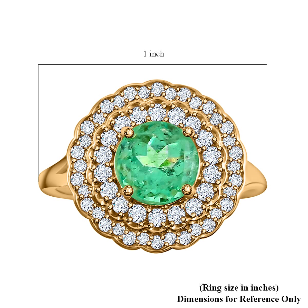 Iliana 18K Yellow Gold AAA Boyaca Colombian Emerald and G-H SI Diamond Cocktail Ring (Size 6.5) 5.34 Grams 2.25 ctw image number 3