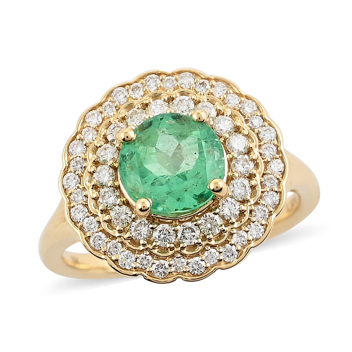 Iliana 18K Yellow Gold AAA Boyaca Colombian Emerald and G-H SI Diamond Cocktail Ring (Size 8.5) 5.34 Grams 2.25 ctw image number 0