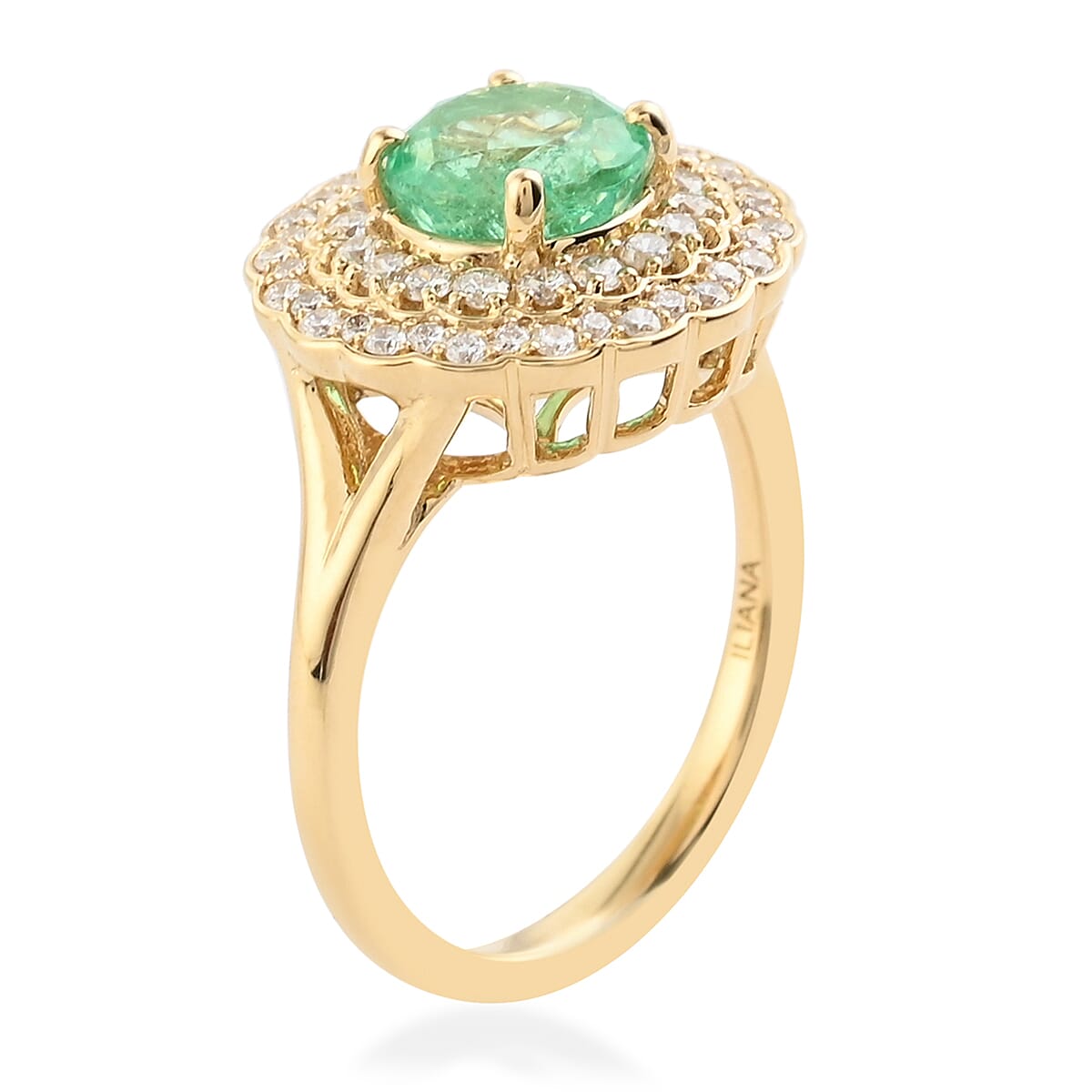 Iliana 18K Yellow Gold AAA Boyaca Colombian Emerald and G-H SI Diamond Cocktail Ring (Size 8.5) 5.34 Grams 2.25 ctw image number 1