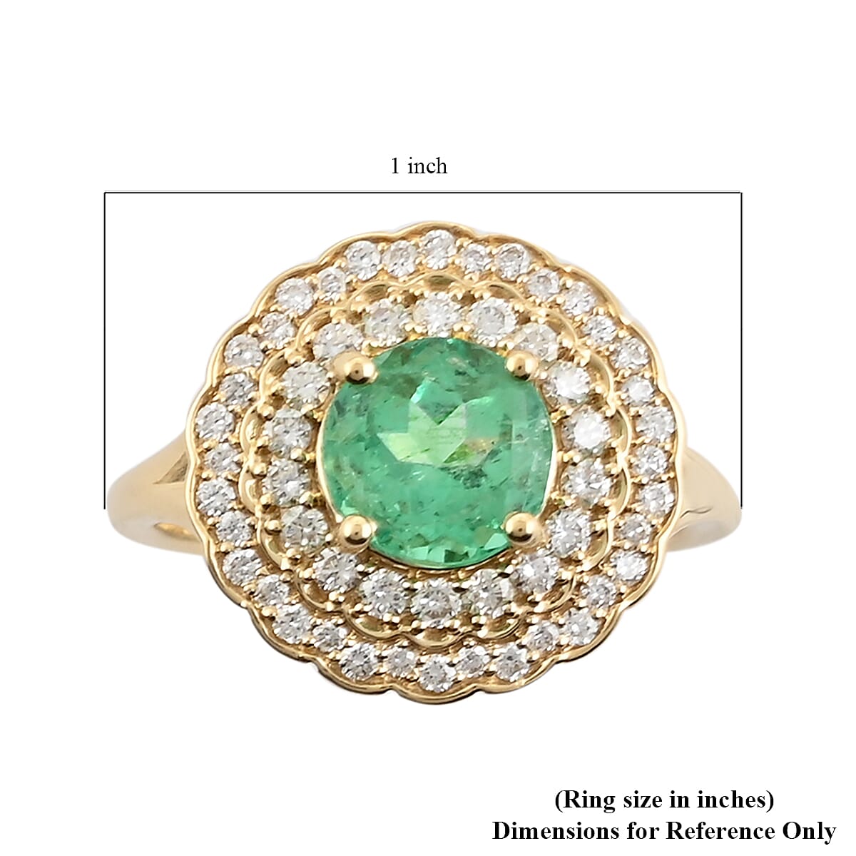Iliana 18K Yellow Gold AAA Boyaca Colombian Emerald and G-H SI Diamond Cocktail Ring (Size 8.5) 5.34 Grams 2.25 ctw image number 2
