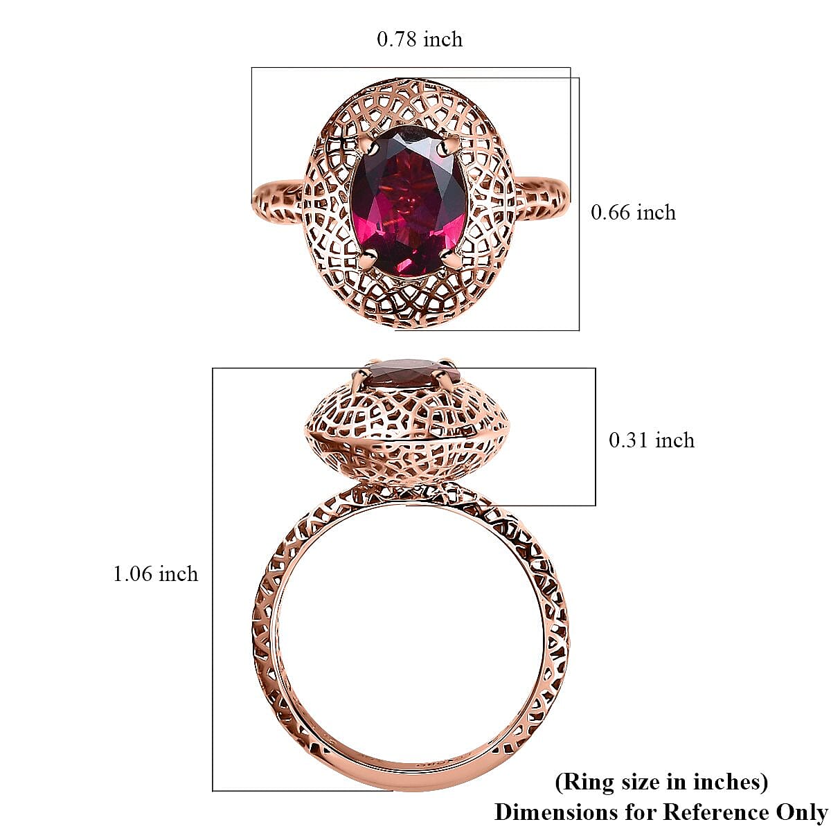 Mirage Collection Luxoro 10K Rose Gold AAAA Orissa Rhodolite Garnet Solitaire Ring (Size 6.5) 2.10 ctw image number 5