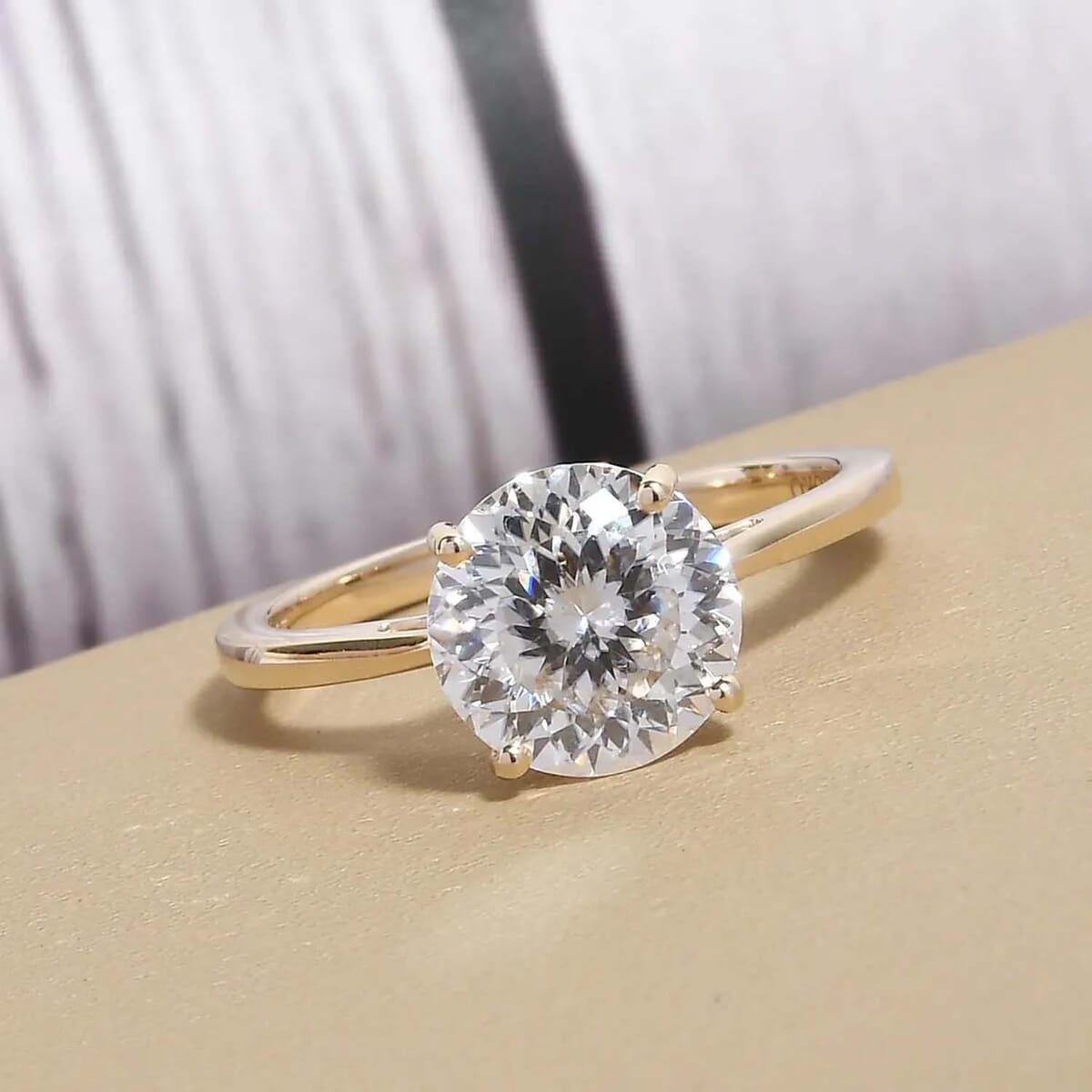 Luxoro 10K Yellow Gold 120 Facet Moissanite Solitaire Ring (Size 11.5) 1.85 ctw image number 1
