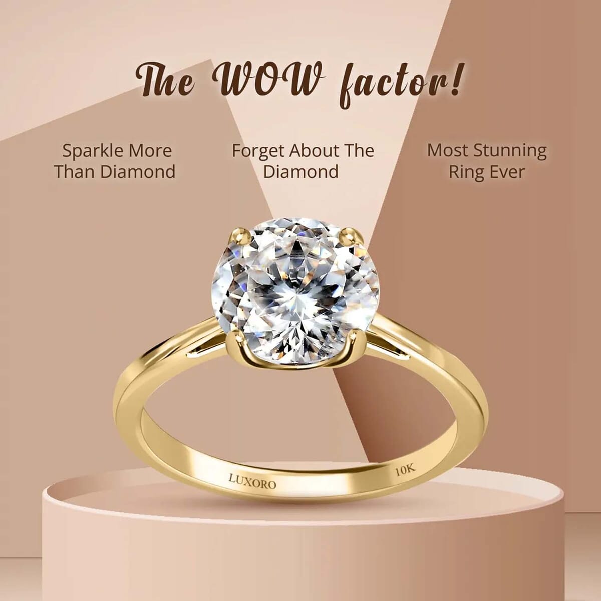 Luxoro 10K Yellow Gold 120 Facet Moissanite Solitaire Ring (Size 11.5) 1.85 ctw image number 4
