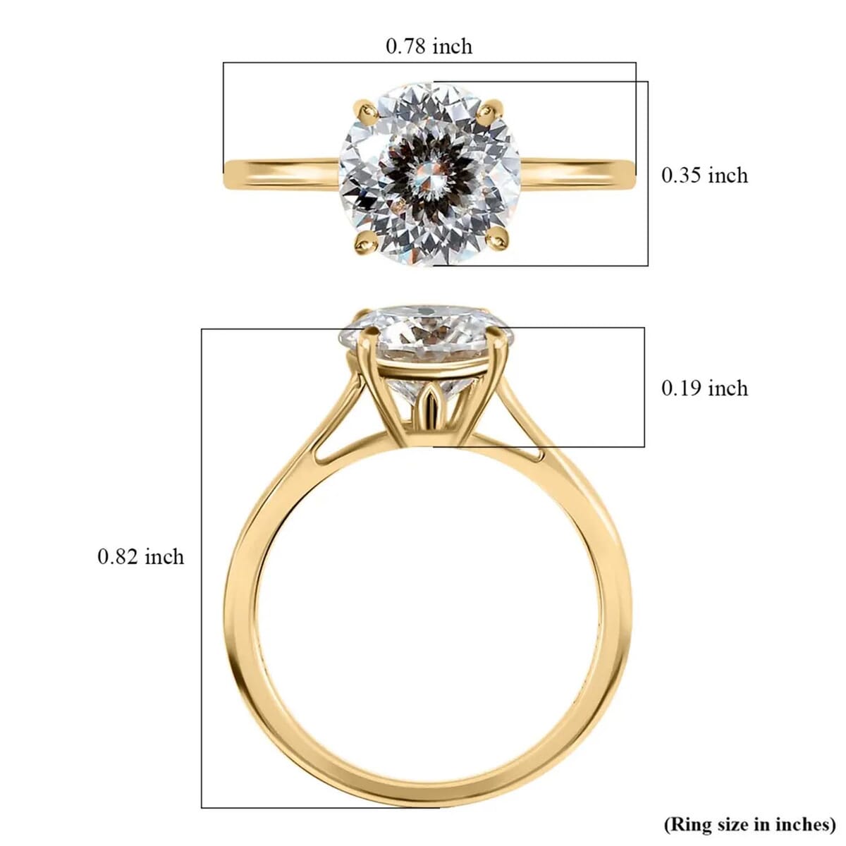 Luxoro 10K Yellow Gold 120 Facet Moissanite Solitaire Ring (Size 11.5) 1.85 ctw image number 6
