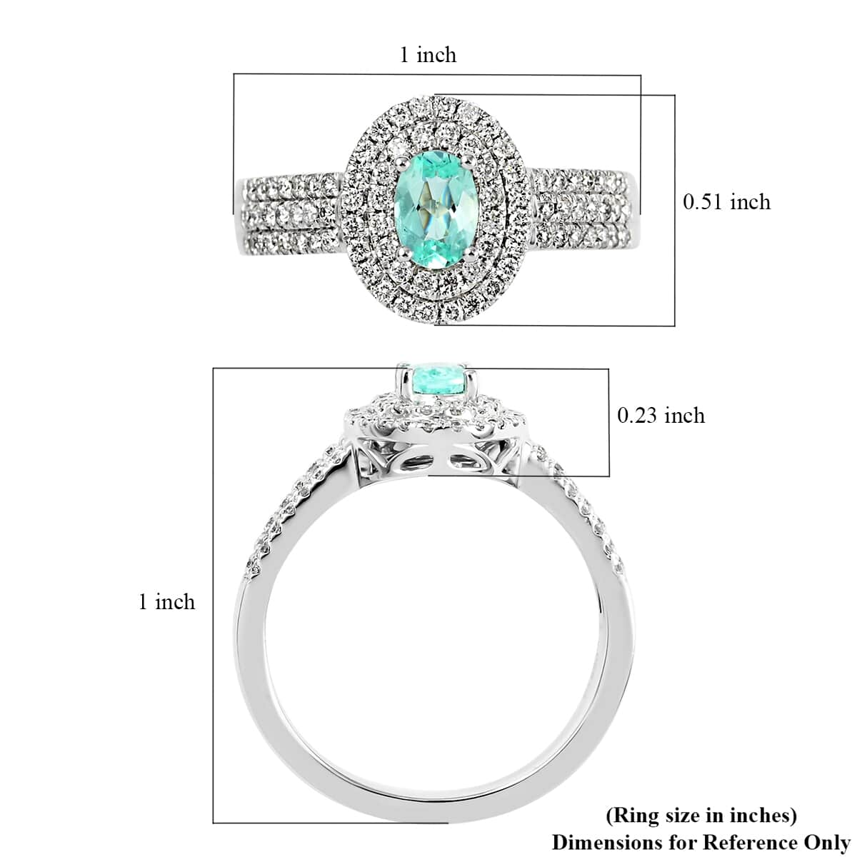 Certified Rhapsody 950 Platinum AAAA Paraiba Tourmaline and E-F VS Diamond Double Halo Ring (Size 7.5) 7.25 Grams 1.00 ctw image number 5