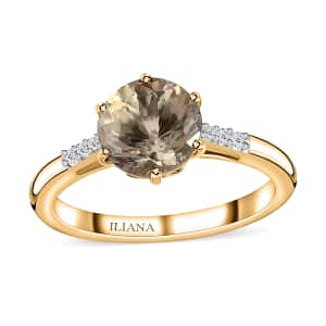 Iliana 18K Yellow Gold 100 Facet AAA Turkizite and G-H SI Diamond Ring (Size 6.5) 2.20 ctw