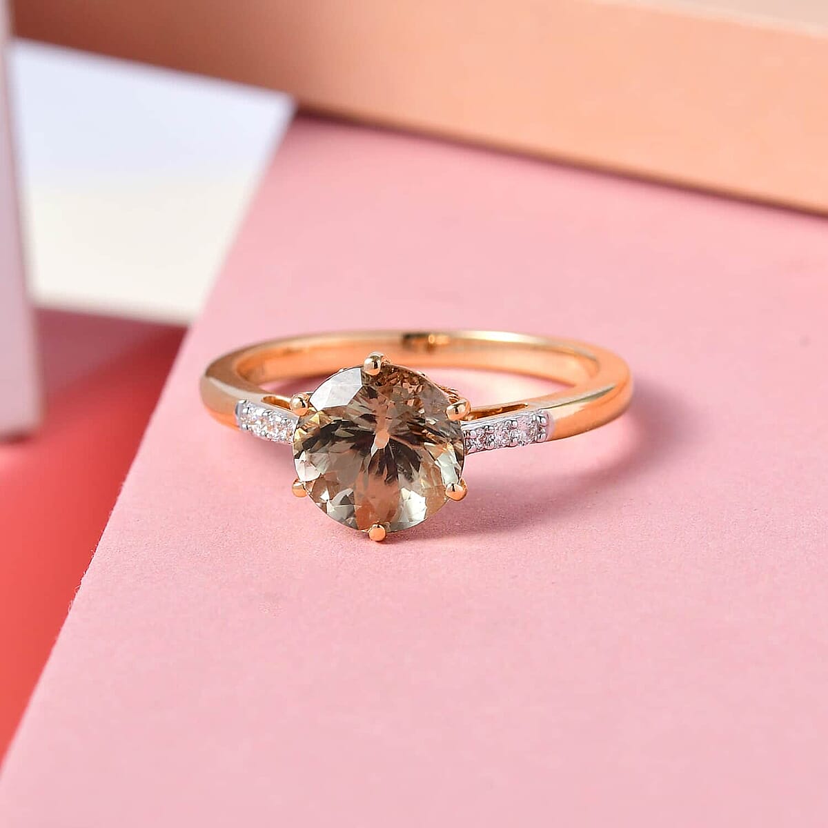 Iliana 18K Yellow Gold 100 Facet AAA Turkizite and G-H SI Diamond Ring (Size 9.5) 2.20 ctw image number 1