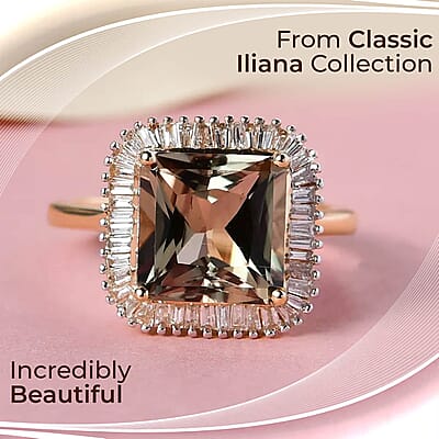 Iliana AAA Radiant Cut Turkizite and G-H SI Diamond 4.50 ctw Halo Ring, 18K Yellow Gold Ring, Turkizite Ring, Gold Gifts For Her 4.70 Grams (Size 5.00)