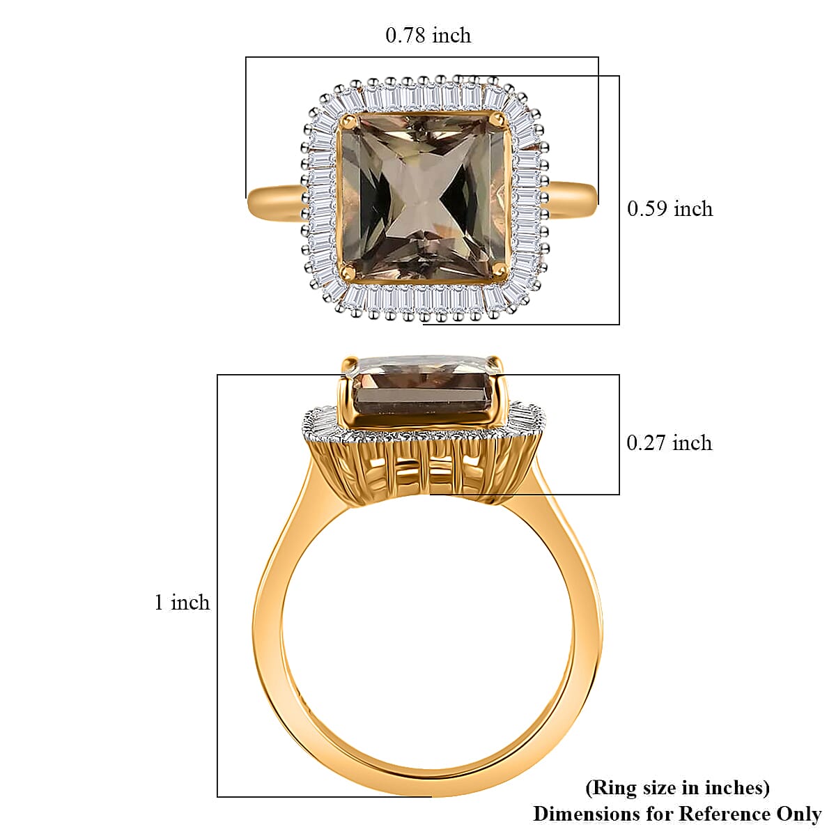 Iliana AAA Radiant Cut Turkizite and G-H SI Diamond 4.50 ctw Halo Ring, 18K Yellow Gold Ring, Turkizite Ring, Gold Gifts For Her 4.70 Grams (Size 5.00)