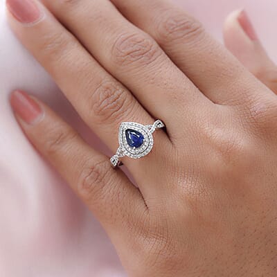 Ankur Treasure Chest Rhapsody 950 Platinum AAAA Tanzanian Color Change Sapphire and E-F VS2 Diamond Cocktail Ring (Size 5.0) 5.50 Grams 1.10 ctw with Free UV Torch