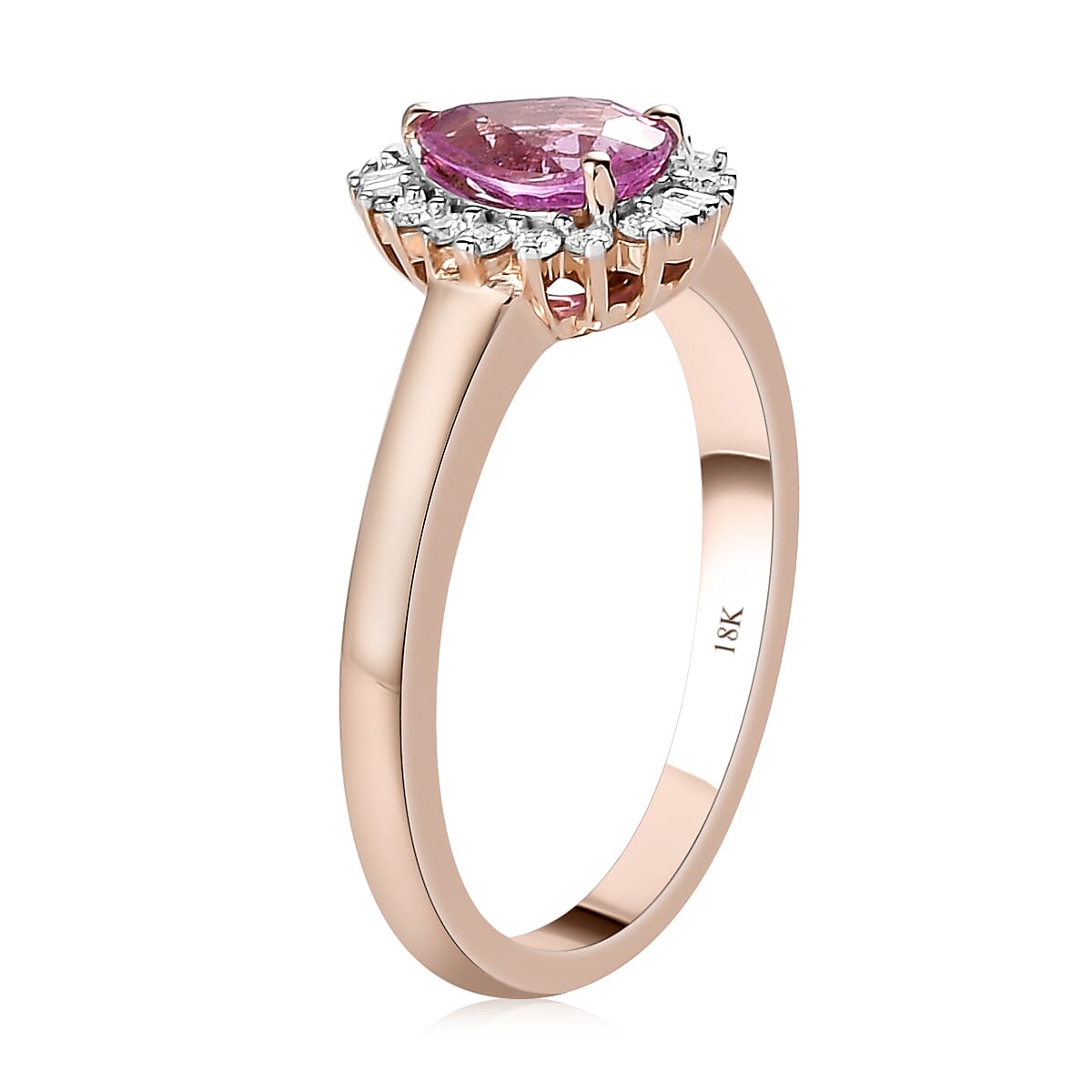 ILIANA 18K Rose Gold AAA Madagascar Pink Sapphire and G-H SI Diamond Halo Ring (Size 11.0) 3.60 Grams 1.00 ctw image number 3