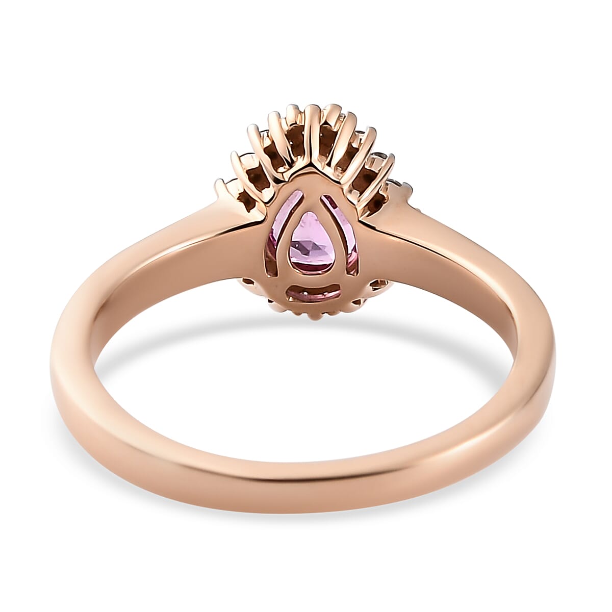 ILIANA 18K Rose Gold AAA Madagascar Pink Sapphire and G-H SI Diamond Halo Ring (Size 11.0) 3.60 Grams 1.00 ctw image number 4