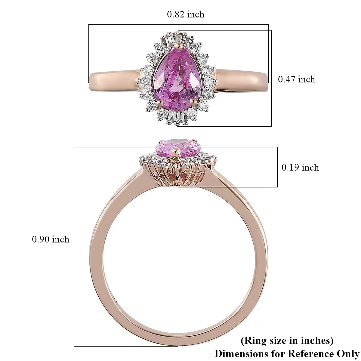 ILIANA 18K Rose Gold AAA Madagascar Pink Sapphire and G-H SI Diamond Halo Ring (Size 11.0) 3.60 Grams 1.00 ctw image number 5