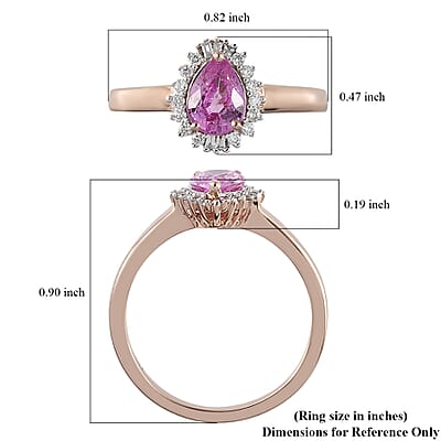 Iliana 18K Rose Gold AAA Madagascar Pink Sapphire and G-H SI Diamond Halo Ring (Size 7.5) 1.00 ctw